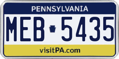 PA license plate MEB5435