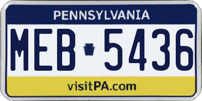 PA license plate MEB5436