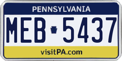 PA license plate MEB5437