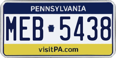PA license plate MEB5438