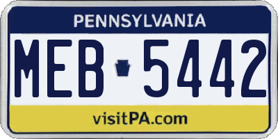 PA license plate MEB5442