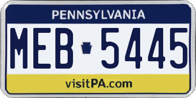 PA license plate MEB5445
