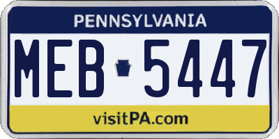 PA license plate MEB5447