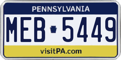 PA license plate MEB5449