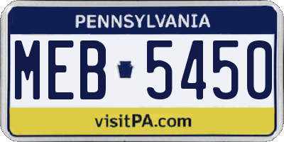 PA license plate MEB5450