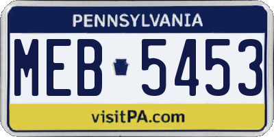 PA license plate MEB5453
