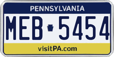 PA license plate MEB5454