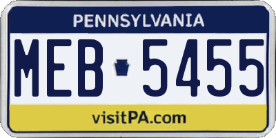 PA license plate MEB5455