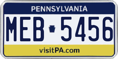 PA license plate MEB5456