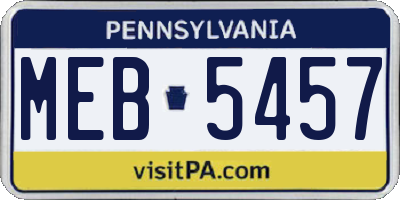 PA license plate MEB5457