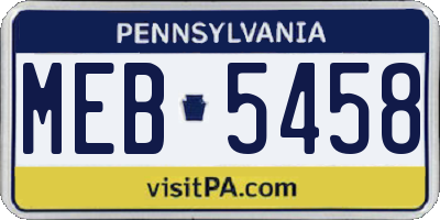 PA license plate MEB5458