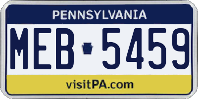 PA license plate MEB5459