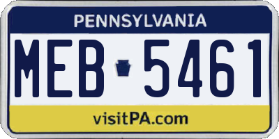 PA license plate MEB5461
