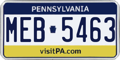 PA license plate MEB5463