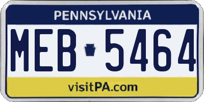 PA license plate MEB5464