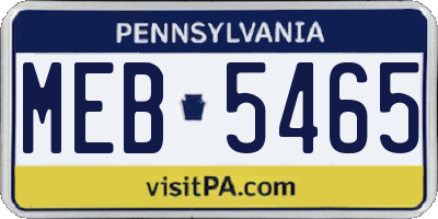 PA license plate MEB5465