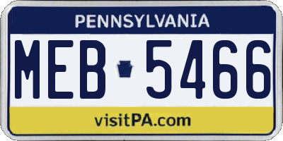 PA license plate MEB5466