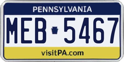 PA license plate MEB5467