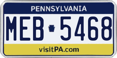 PA license plate MEB5468
