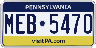 PA license plate MEB5470