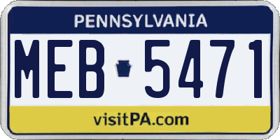 PA license plate MEB5471