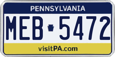 PA license plate MEB5472