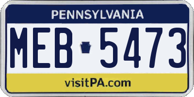 PA license plate MEB5473