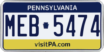 PA license plate MEB5474