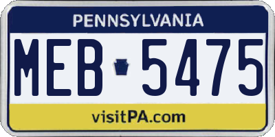 PA license plate MEB5475