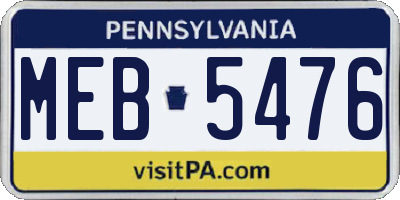 PA license plate MEB5476