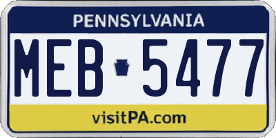 PA license plate MEB5477
