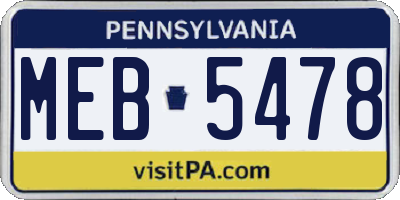 PA license plate MEB5478