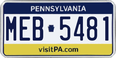 PA license plate MEB5481