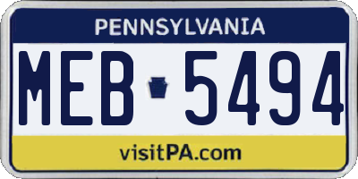 PA license plate MEB5494