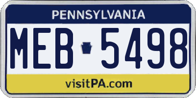 PA license plate MEB5498