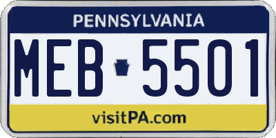 PA license plate MEB5501
