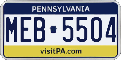 PA license plate MEB5504