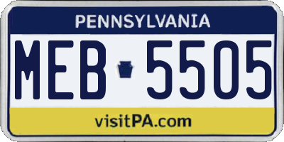 PA license plate MEB5505
