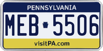 PA license plate MEB5506