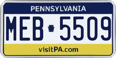PA license plate MEB5509