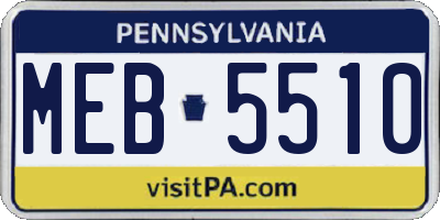 PA license plate MEB5510