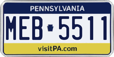 PA license plate MEB5511