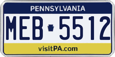 PA license plate MEB5512