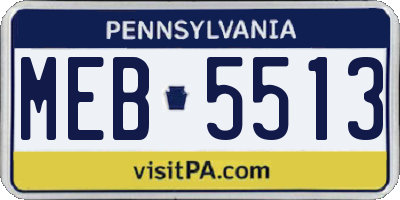 PA license plate MEB5513