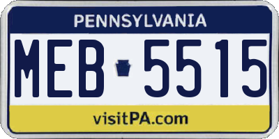 PA license plate MEB5515