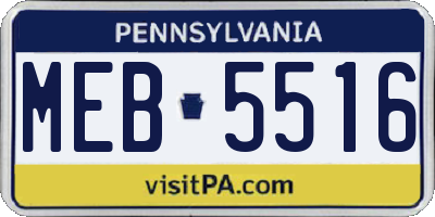 PA license plate MEB5516