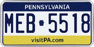 PA license plate MEB5518