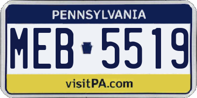 PA license plate MEB5519