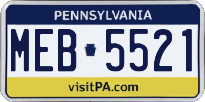 PA license plate MEB5521