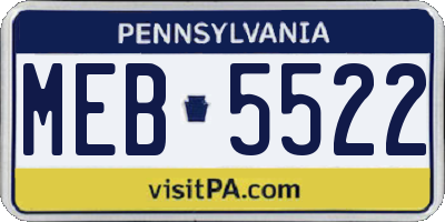 PA license plate MEB5522